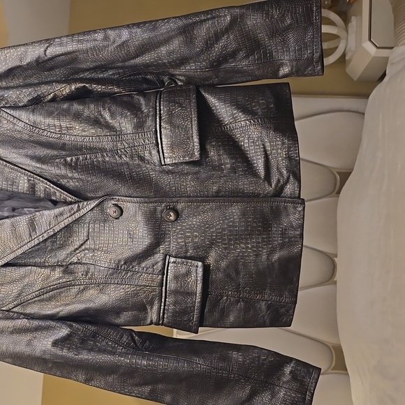 Alfani Black Textured Leather Jacket - Picture 5 of 14